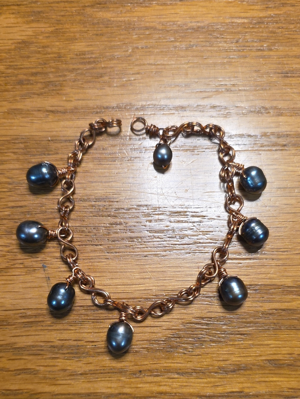 Copper Chain Bracelet with Freshwater Pearl